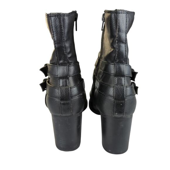 Bass Gilly Black Faux Leather Ankle Booties Double Buckle Block Heel Women's 8.5 - Picture 5 of 8